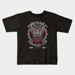 Krampus Survivors Club - Creepy Tattoo Style - Christmas Holiday Design Kids T-Shirt